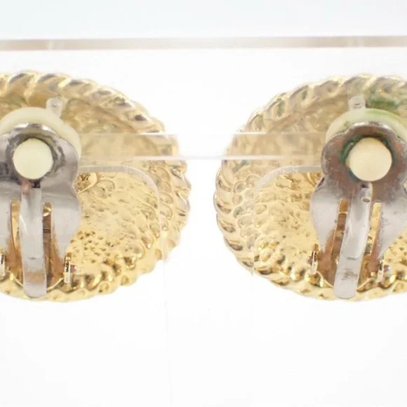 CHANEL Gold and Black Statement Earrings with Interlocking CC